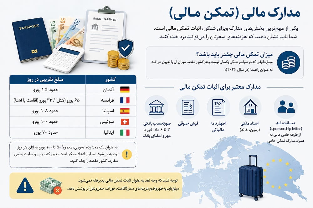 تمکن مالی برای ویزای شنگن