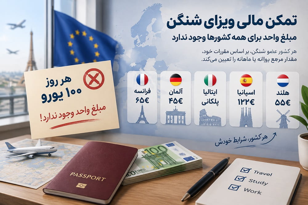 آیا مبلغ واحدی برای تمکن مالی ویزای شینگن وجود دارد؟