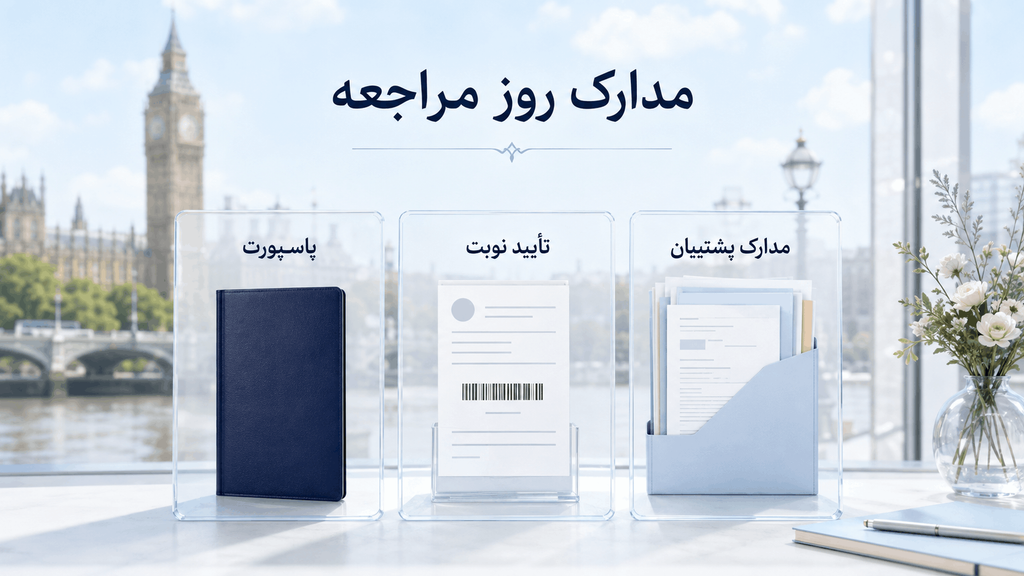 مدارک روز مراجعه برای بیومتریک انگلیس