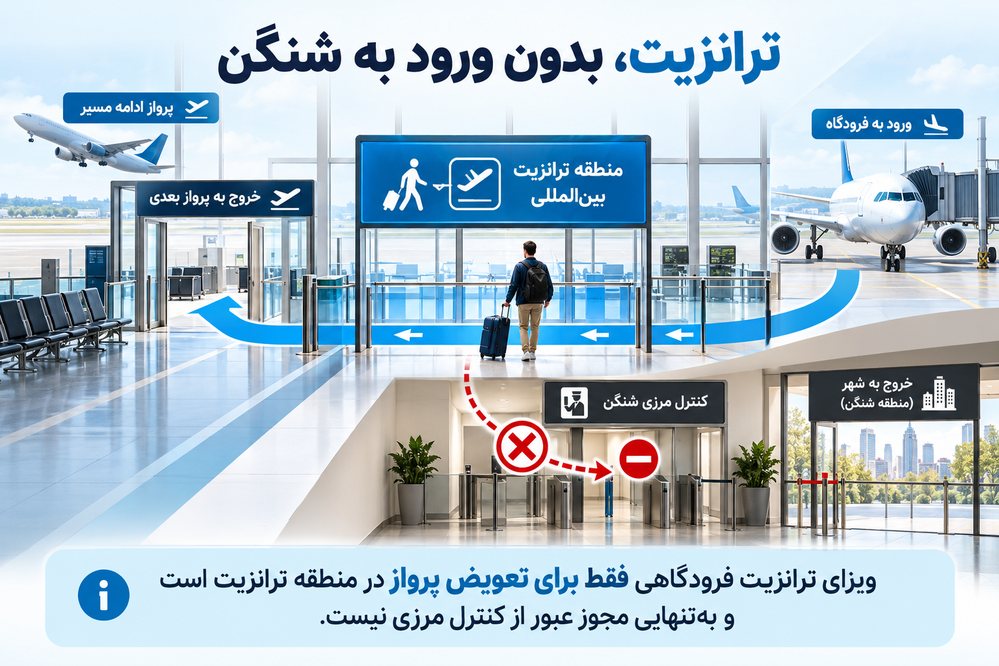 کاربرد ویزای شینگن نوع A برای تعویض پرواز در منطقه ترانزیت بین‌المللی فرودگاه