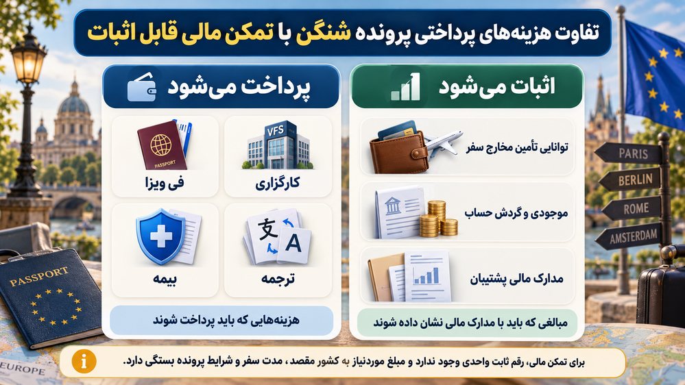 تفاوت هزینه‌های پرداختی پرونده شنگن با تمکن مالی قابل اثبات