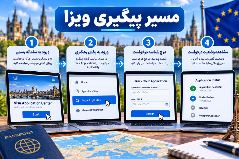 مراحل پیگیری آنلاین ویزای شینگن از ورود به سامانه رسمی تا مشاهده وضعیت درخواست