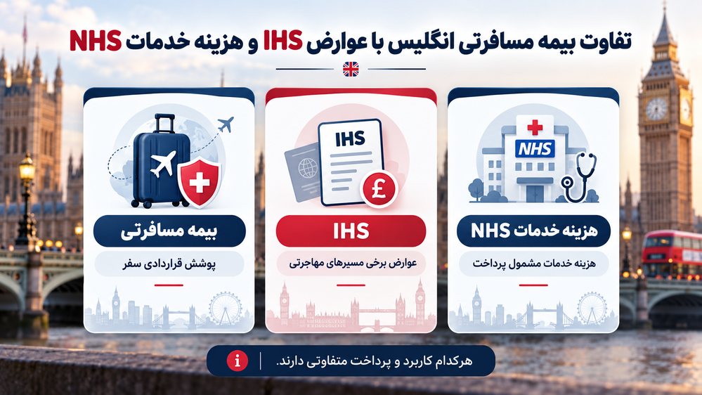 تفاوت بیمه مسافرتی انگلیس با عوارض IHS و هزینه خدمات NHS